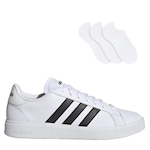 Kit Tênis adidas Grand Court Base 2.0 Simp + 3 Pares de Meias - Feminino BRANCO/PRETO