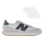 Kit Tênis New Balance 237 V1 + 3 Pares de Meias - Masculino BEGE