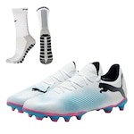 Kit Chuteira de Campo Puma Future 7 Play + Meia Antiderrapante - Adulto BRANCO