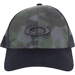 Boné Aba Curva Oakley Metal Ellipse Camo Trucker Adulto PRETO/VERDE