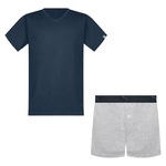 Pijama Puma Camiseta + Samba Canção - Masculino AZUL ESC/CINZA