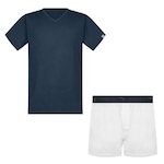 Pijama Puma Camiseta + Samba Canção - Masculino AZUL ESC/BRANCO