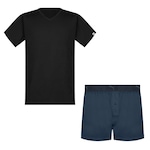 Pijama Puma Camiseta + Samba Canção - Masculino PRETO/AZUL ESC