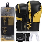 Kit de Luvas de Boxe e Muay Thai First Fx1 Pretorian + Bandagem + Bucal PRETO/AMARELO