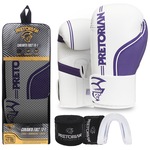 Kit de Luvas de Boxe e Muay Thai First Fx1 Pretorian + Bandagem + Bucal Lilas