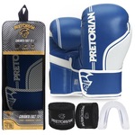 Kit de Luvas de Boxe e Muay Thai First Fx1 Pretorian + Bandagem + Bucal AZUL CLARO