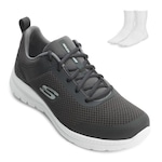 Tênis Skechers Bountiful e Meia Sk24-89424 - Masculino CINZA/BRANCO