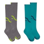 Kit de Meias Cano Alto de Compressão Selene 3/4 Esportiva com 2 Pares - Masculino CINZA/VERDE