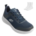 Tênis Skechers Bountiful + Par de Meias Sk24-89424 - Masculino AZUL/BRANCO