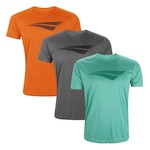 Kit Camiseta Penalty X - 3 Unidades - Masculina CINZA/LARANJA