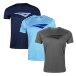 Kit de Camisetas Penalty X - Masculino - 3 unidades AZUL ESC/CINZA