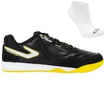 Kit Chuteira Futsal Topper Dominator Club V E Meia - Adulto PRETO/AMARELO