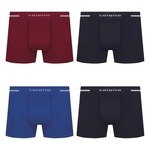 Kit Cueca Selene Boxer sem Costura - 4 Unidades - Masculino VERMELHO/AZUL