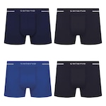 Kit Cueca Selene Boxer sem Costura - 4 Unidades - Masculino AZUL ESC/AZUL