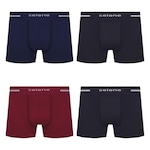 Kit Cueca Selene Boxer sem Costura - 4 Unidades - Masculino AZUL ESC/VERMELHO