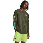 Camiseta Manga Longa de Treino Under Armour Project Rock Brahma - Masculina VERDE