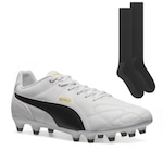 Kit Chuteira de Campo Puma King + Par de Meiões - Adulto BRANCO