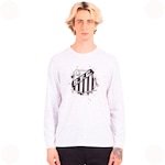 Camiseta Santos Oficial Manga Longa Escudo Peito Surf Center Masculina BRANCO