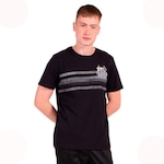 Camiseta Santos Oficial Classic Escudo Bordado Surf Center Masculina PRETO