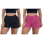 Kit de Shorts Pmc Canelado - Feminino - 2 unidades ROSA/PRETO