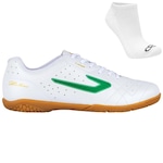 Kit Chuteira Futsal Topper Boleiro V + Meia Sapatilha - Adulto BRANCO/VERDE