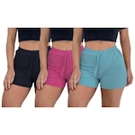 Kit de Shorts Pmc Canelado - Feminino - 3 unidades ROSA/PRETO