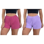 Kit de Shorts Pmc Canelado - Feminino - 2 unidades ROSA/ROXO