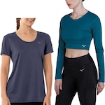 Kit Camiseta Mizuno Pro Uv 1 Manga Curta + Camiseta Manga Longa - Feminino VERDE