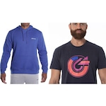 Kit Blusão de Moletom com Capuz Soft Ii + Camiseta Casual Graphic 2 - Masculino AZUL