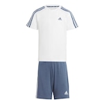 Conjunto Camiseta + Short adidas 3 Stripes Essentials - Infantil BRANCO/AZUL