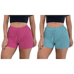 Kit Shorts Pmc Canelado com 2 Unidades - Feminino ROSA/AZUL