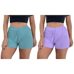 Kit Shorts Pmc Canelado com 2 Unidades - Feminino Azul/Roxo