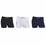 Kit de Cueca Boxer Hoahi 3X1 Poliamida - Adulto BRANCO/AZUL ESC