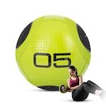 Medicine Ball Bola De Borracha Inflável Treino Funcional 5Kg VERDE/PRETO