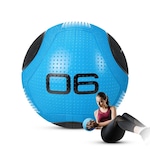 Medicine Ball Bola De Borracha Inflável Treino Funcional 6Kg AZUL/PRETO