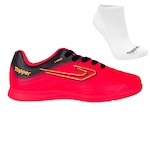 Kit Chuteira Futsal Topper Forza Iii + Meia - Infantil Vermelho/Preto