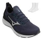 Tênis Mizuno Cool Ride 2 + Meia - Masculino Azul Escuro/Prata