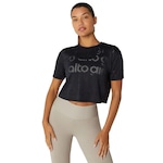 Blusa Cropped Alto Giro Mesh - Feminina PRETO