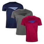 Kit Camiseta Penalty X - 3 Unidades - Masculina CINZA/VERMELHO