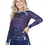 Camiseta Feminina Mormaii Futevôlei Sublimada Proteção Solar Uv50 Manga Longa AZUL