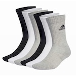 Kit Meia Cano Alto Adidas - 6 Pares - Adulto CINZA/PRETO