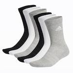 Kit Meia Cano Alto Adidas - 6 Pares - Adulto CINZA/BRANCO