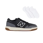 Kit Tênis New Balance 480 Low + 3 Pares de Meias - Masculino PRETO/CINZA