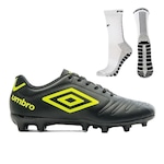 Kit Chuteira de Campo Umbro Class + Meia Antiderrapante - Adulto PRETO/BRANCO