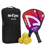 Kit Pickleball Shark com 2 Raquetes + 4 Bolas PRETO