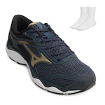 Tênis Mizuno Wave Hawk 5 + Meia - Masculino AZUL/OURO