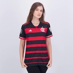 Camisa 1 do Flamengo 2024 Patch Libertadores adidas - Feminina VERMELHO