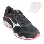 Tênis Mizuno Wave Hawk 5 + Meia - Feminino PRETO/ROSA