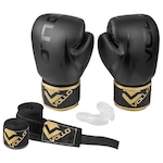 Kit De Boxe E Muay Thai Training Luva 12Oz, Protetor Bucal E Bandagem 3M Vollo OURO