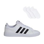 Tênis adidas Grand Court Base 2.0 - Masculino + 3 Pares de Meias BRANCO/PRETO